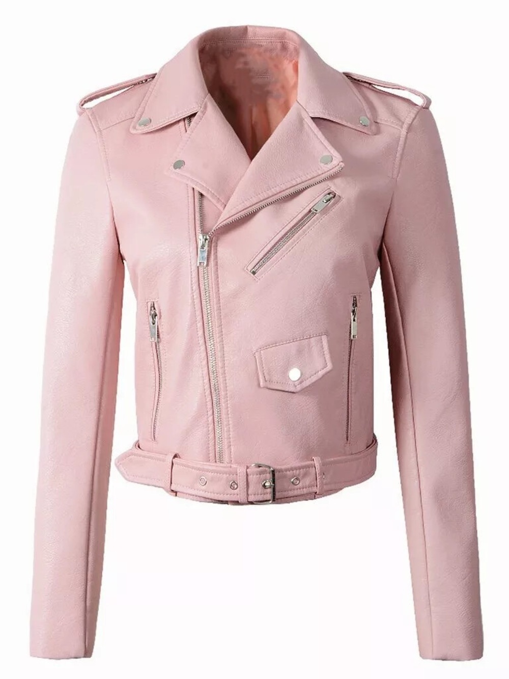 Love Tree Blush Pink Leather Jacket